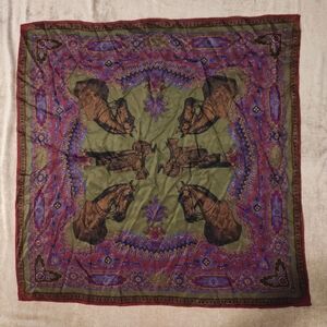 Vintage horse and saddle silk scarf
